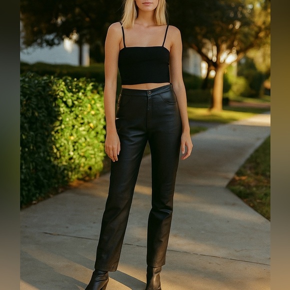 Vintage Black Leather Pants Women’s - Picture 1 of 10